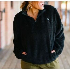 Zyia Active Sherpa Quarter Zip Pullover Fleece Black Size L